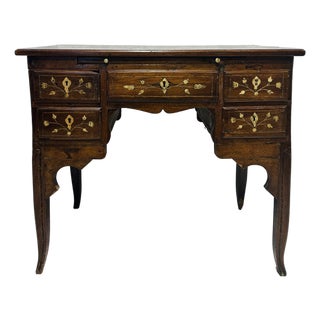 Antique Italian Desk With Bone Marquetry For Sale