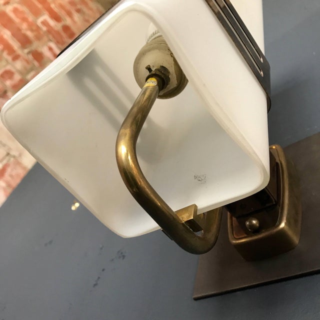 Metal Stilnovo Single Sconce in Opaline Glass and Brass Band, 1950s For Sale - Image 7 of 9