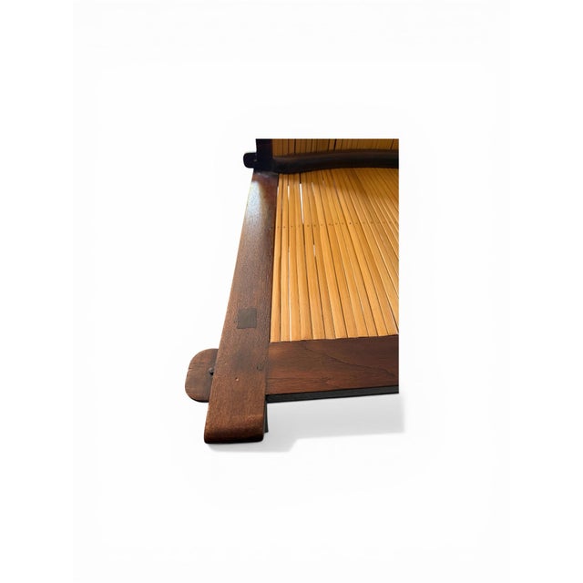 Chestnut Rustic Javanese Vintage Wooden Dinning Chairs With Slatted Bamboo Back and Seat For Sale - Image 8 of 9