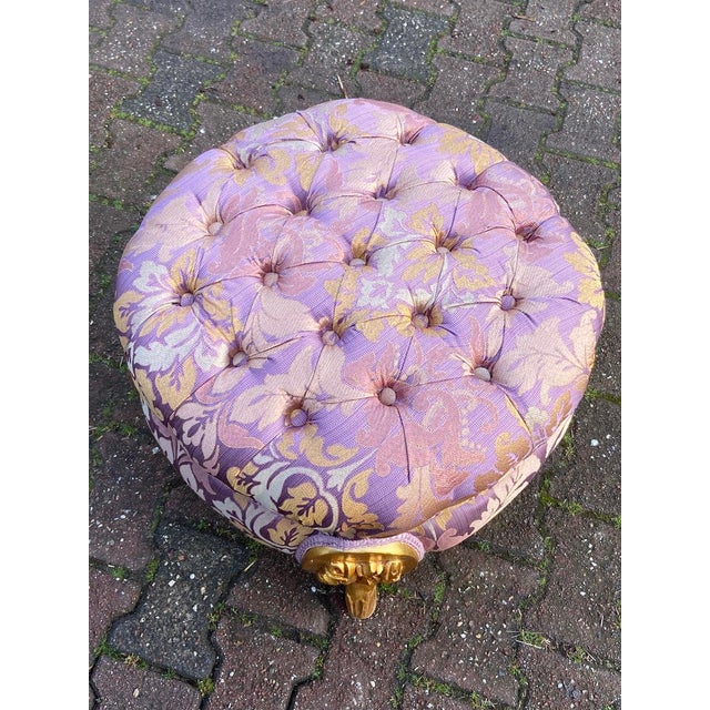 1970s 1970s French Louis XVI Gold Beech Purple Bench - 1 Pc For Sale - Image 5 of 10