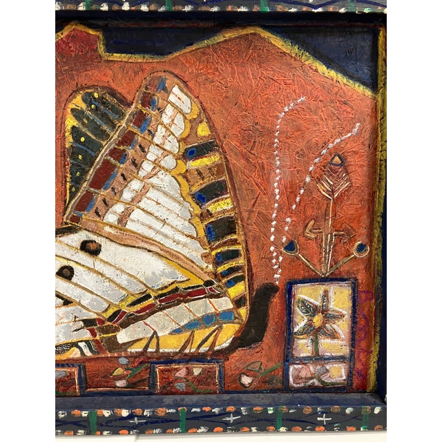 1990s Overscale Butterfly Painting Signed William Bailey Dix For Sale - Image 5 of 6