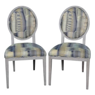 Basset Attributed Oval Back Side Chairs, a Pair For Sale