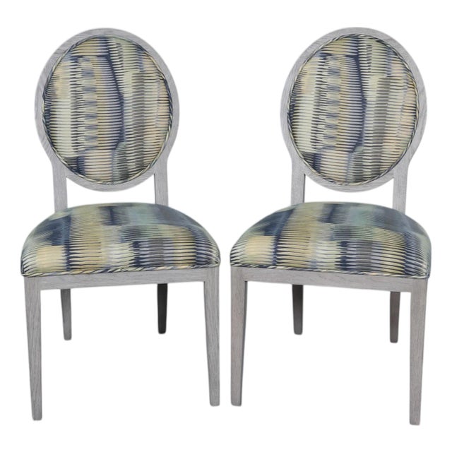 Basset Attributed Oval Back Side Chairs, a Pair For Sale