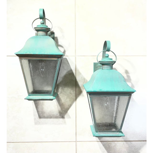 Pair of Vintage Solid Brass Wall Lanterns - Timeless Elegance for Your Home For Sale - Image 16 of 18