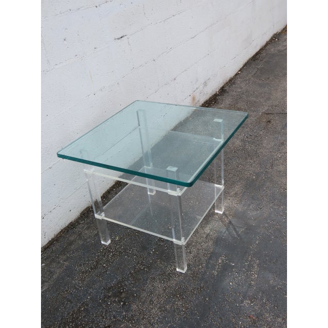 Hollywood Regency Lucite Glass Top Side End Table 6382 For Sale - Image 11 of 15
