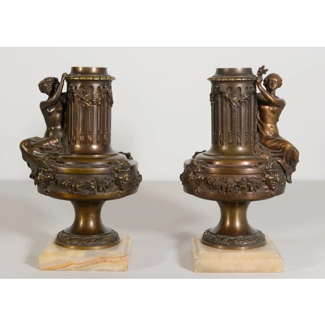 Classical Style Vases or Lamp Bases in Bronze, Set of 2 For Sale - Image 6 of 6
