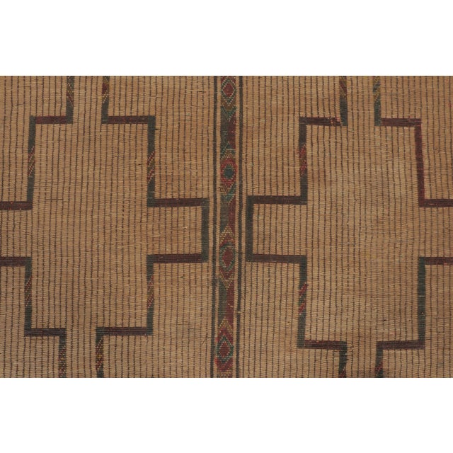 Animal Skin Vintage Moroccan Tuareg Mat With Bold Tribal Designs in Beige & Red - Rug & Kilim For Sale - Image 7 of 9