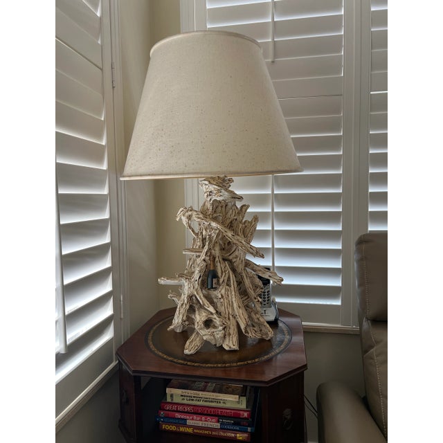 Driftwood Distressed Painted Table Lamp For Sale - Image 4 of 10