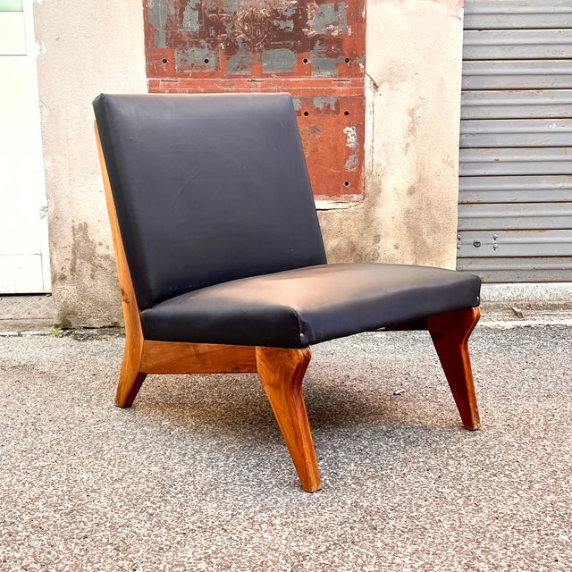 Black Large Lounge Chair in the style of Jens Risom, 1950s For Sale - Image 8 of 8