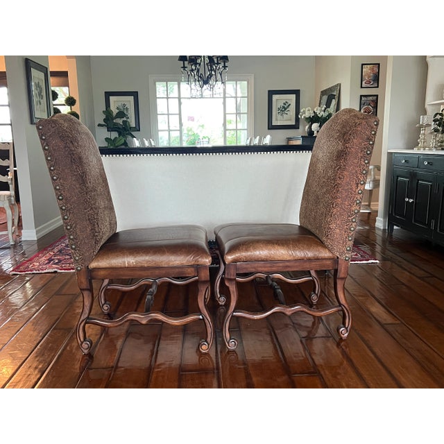 Rustic Traditional Upholstered Side Chairs - Set of 2 For Sale - Image 3 of 9