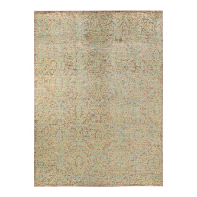 Eclectic Hand Knotted Area Rug, Ivory - 9' 10" x 14' 1" For Sale