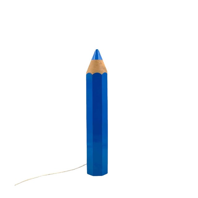 Postmodern Blue Pencil Table Lamp by Michel Aroutcheff for Vilac, France, 1980s For Sale - Image 11 of 12