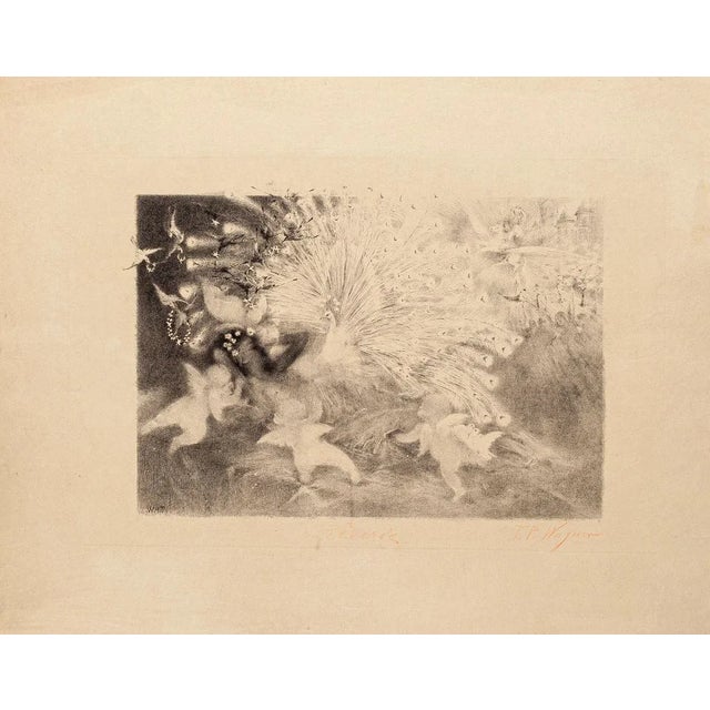 Reverie (Dream) is an original lithograph on paper realized by T. P Wagner (1819- 1881) in 1870s. Hand-signed on the lower...