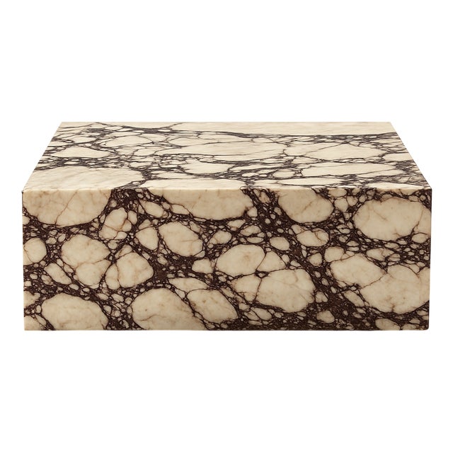 Square Marble Coffee Table in Calacatta Viola Marble by Andrea Grasso For Sale