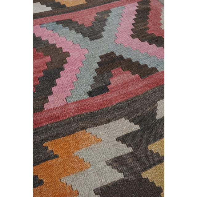 1960s Vintage Striped Turkish Kilim Runner - Stair Tread For Sale - Image 9 of 13
