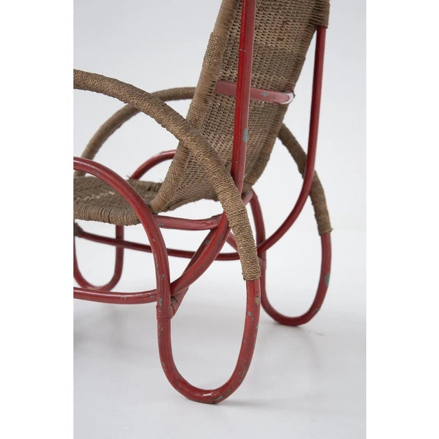 Erich Dieckmann Bauhaus Wicker and Painted Metal Armchair, 1930s For Sale - Image 4 of 10