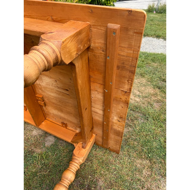 Custom Made Pine Harvest Table For Sale In Boston - Image 6 of 11