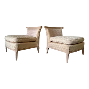 Hollywood Regency James Mont - Style Slipper Lounge Chairs - a Pair