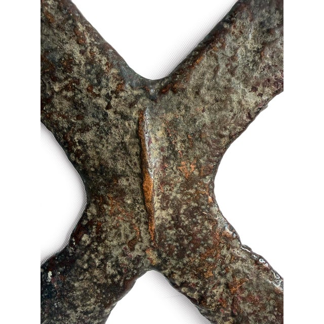 African Old Antique Copper X Currency Piece For Sale - Image 3 of 3