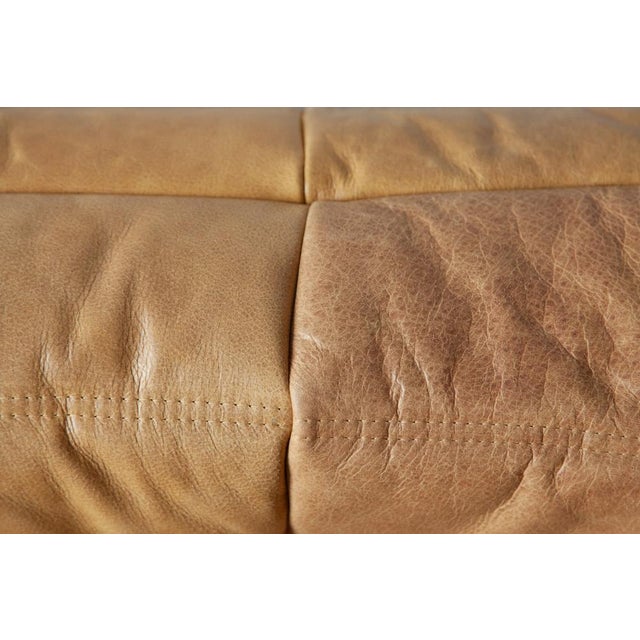 Brown Camel Brown Leather Togo Living Room Set by Michel Ducaroy for Ligne Roset, Set of 5 For Sale - Image 8 of 14
