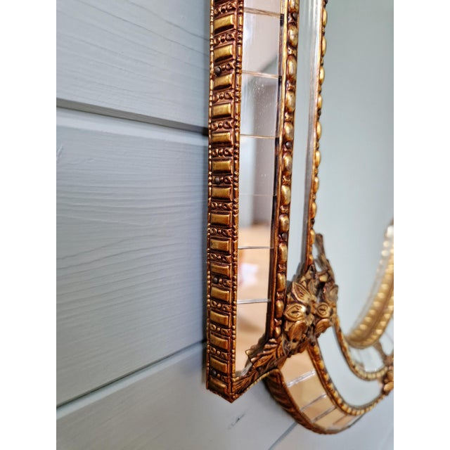 Large Hollywood Regency Mirror in Glass and Brass Mosaic, Spain, 1970 For Sale - Image 11 of 13