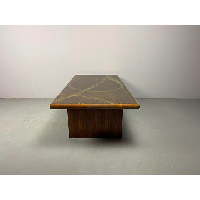 Artistic Brutalist Brass-Etched Coffee Table in the style of Bernhard Rohne, Germany, 1960s For Sale - Image 6 of 17