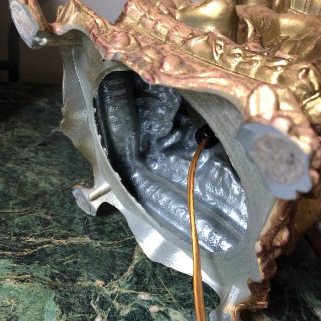 Metal 1970s Gilded Cherub Metal Table Lamp For Sale - Image 7 of 8