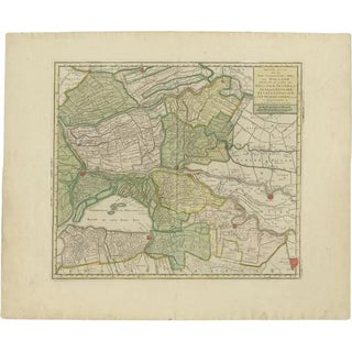 Antique Map of the Biesbosch Region by Tirion, 1749 For Sale