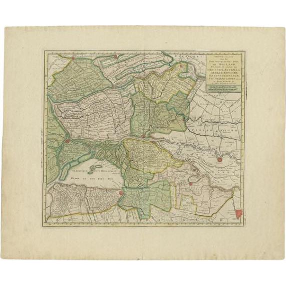 Antique Map of the Biesbosch Region by Tirion, 1749 For Sale