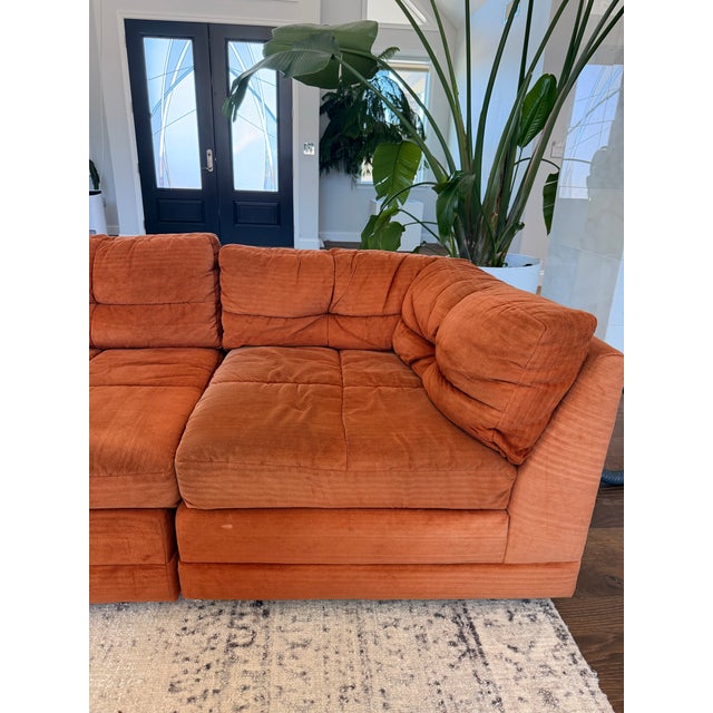 Mid-Century Modern Vintage 1970s Burnt Orange Modular Sectional Sofa in the Style of Milo Baughman For Sale - Image 3 of 15