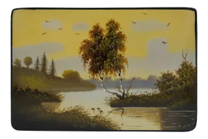 Russian Hand Painted Papier Mache Box