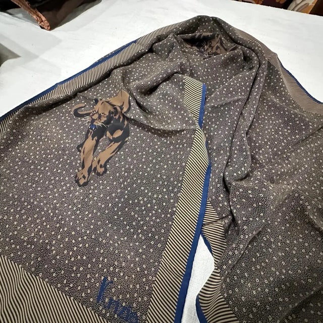 1980s Black Panter Silk Print Scarf by Krizia For Sale - Image 13 of 13