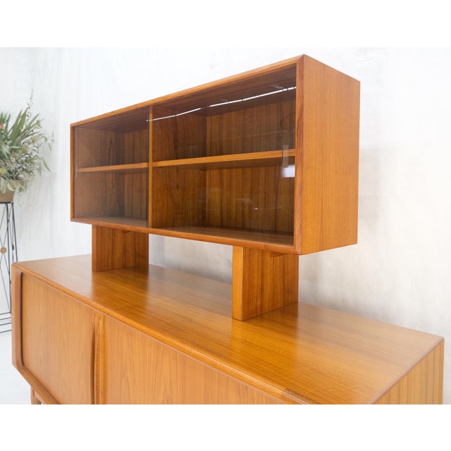Danish Mid Century Modern Tambour Door Credenza w/ Hutch Time Capsule For Sale - Image 11 of 12