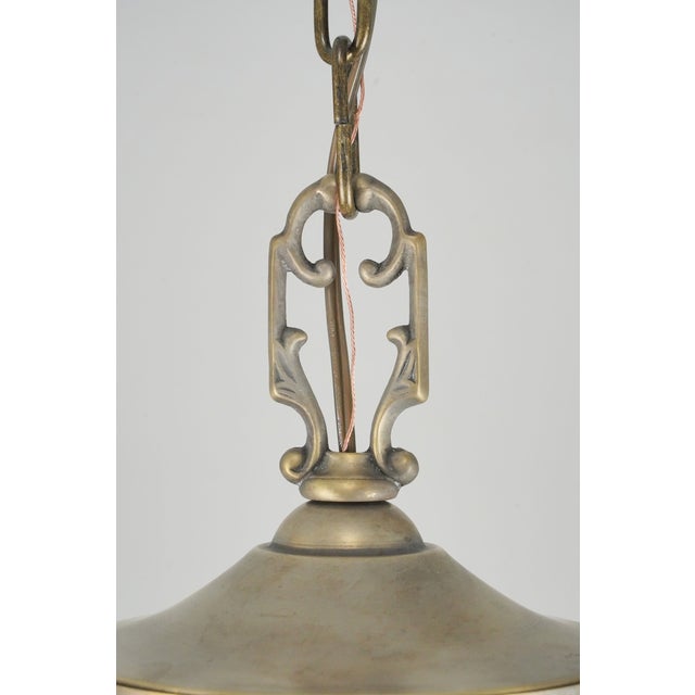 Brass Mid 20th Century Restored Victorian Two Light Brass Pan Pendant Light For Sale - Image 8 of 16