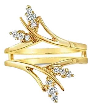 One Third Carat Leaf Style Diamond Ring Guard, Size 5