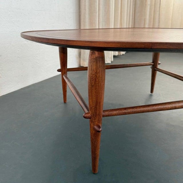 Wood Mid-Century Modern Round Walnut Coffee Table by Lane "Copenhagen" For Sale - Image 7 of 10
