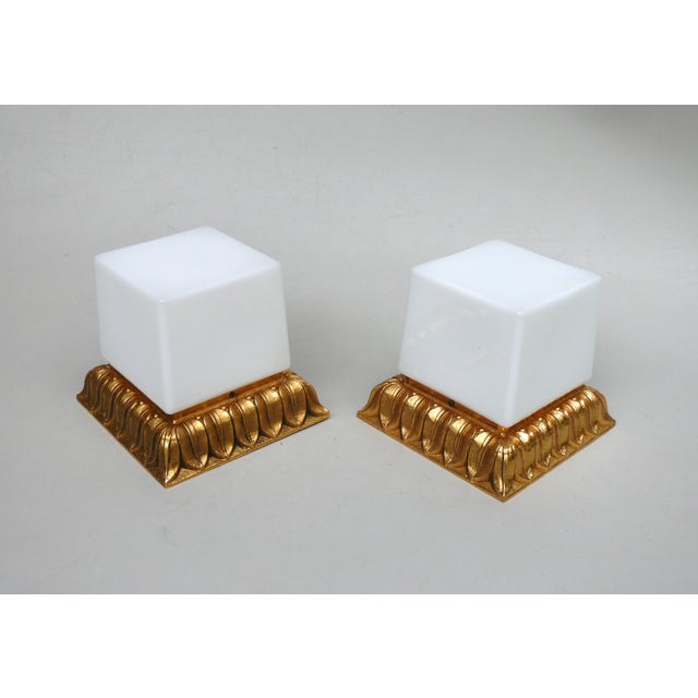 Ceiling Lights in Gold-Plated Aluminum with Overlaid Glass Cubes from Glashütte Limburg, 1970s, Set of 2 For Sale - Image 4 of 18