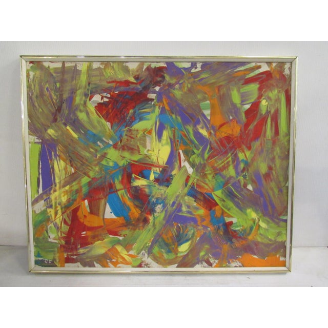Framed Abstract Painting Signed "Waldo Waters" For Sale - Image 4 of 6