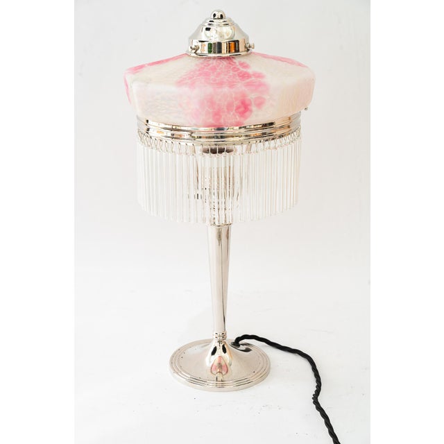 Art Deco Nickel-Plated Table Lamp with Glass Shade from Palme Koenig, 1920s For Sale - Image 11 of 18