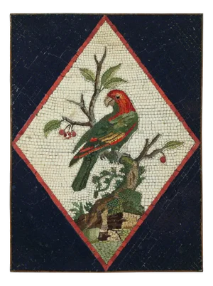 Late 18th Century Micromosaic with Parrot on a Branch in the style of G.Raffael, 1790s