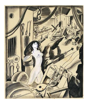 The Last Passion of Torquemada - Original Ink Drawing on Paper 1935 1935