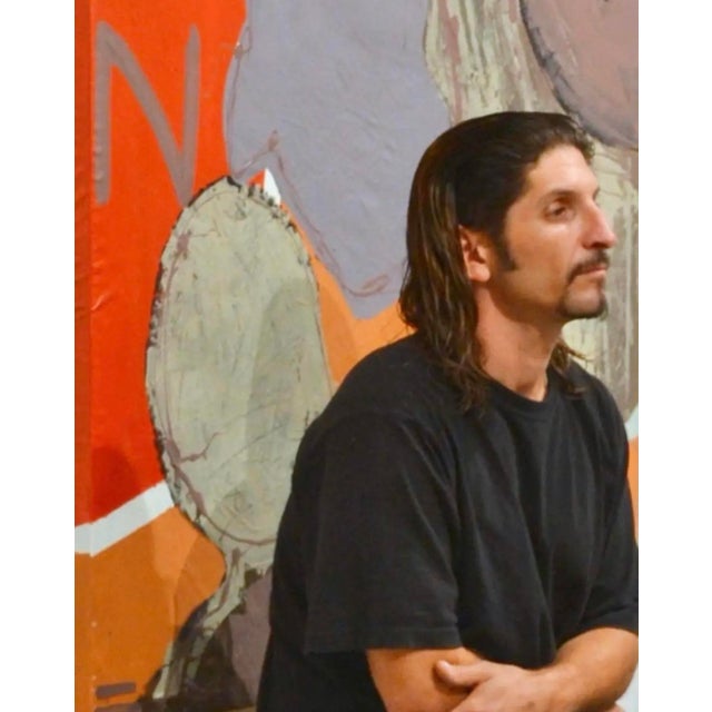Persimmon Abstract Mixed Media Painting by Christopher Shoemaker, 48” H X 36” W For Sale - Image 8 of 9