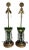 Antique Emerald Green Glass Luster Table Lamps With Crystal Prisms - a Pair For Sale