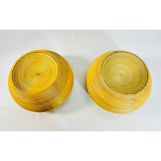 Gabriella Crespi 1980s Pair of Pencil Reed & Glass Side Tables in the Style of Gabriella Crespi For Sale - Image 4 of 12