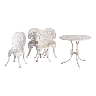 Art Nouveau Garden Table and Chairs Set, 1950, Set of 5 For Sale