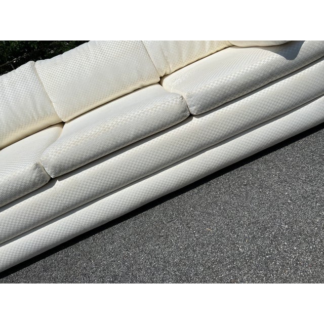 Milo Baughman for Thayer Coggin 1970s Milo Baughman for Thayer Coggin Post Modern Couch in Ivory Checkered Fabric For Sale - Image 4 of 8