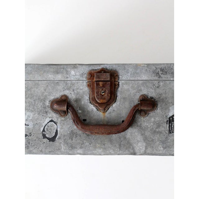 Antique Galvanized Metal Travel Case For Sale - Image 6 of 18
