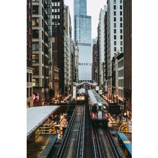 Aerialperspective Images, Trains Passing Over the Tracks in Downtown Chicago, Photograph For Sale