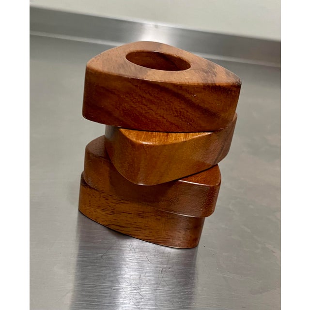 Vintage Teak Napkins Rings - Set of 4 For Sale - Image 4 of 5