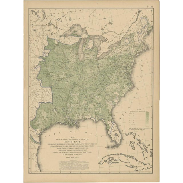 Late 19th Century Antique Chart of the US Birth Rate, 1874 For Sale - Image 5 of 5